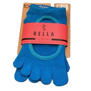 NEW Bella Organic Cotton Non-Slip‎ Full Toe Sox Blue Color XS Fits Shoe 3-5.5